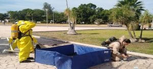 Protección Civil estatal implementó simulacro de fuga de materiales peligrosos