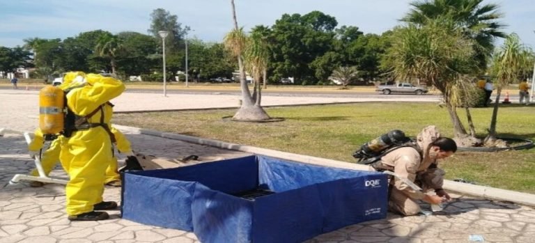 Protección Civil estatal implementó simulacro de fuga de materiales peligrosos