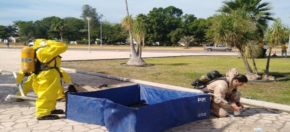 Protección Civil estatal implementó simulacro de fuga de materiales peligrosos
