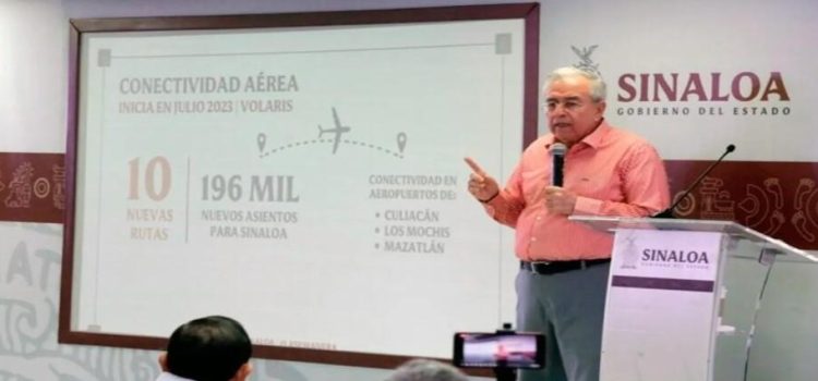 Rubén Rocha anuncia 10 nuevas rutas aéreas para tres municipios del estado