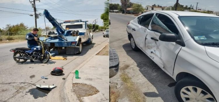 Motociclista se impacta contra un sedán