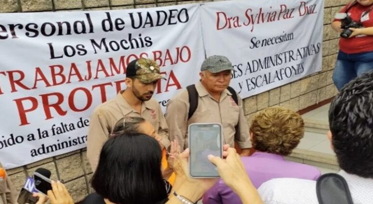 Trabajadores de la UAdeO en Los Mochis se manifestaron para exigir basificación