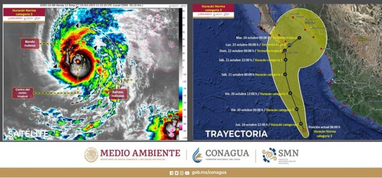 Continua la trayectoria del huracán Norma rumbo a Sinaloa