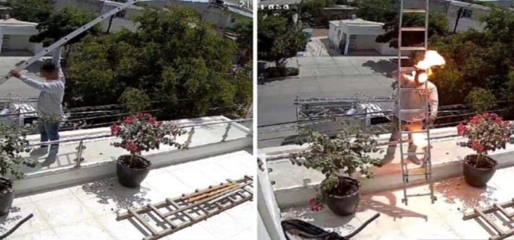 Trabajador cae de una vivienda tras sufrir una descarga eléctrica Trabajador cae de una vivienda tras sufrir una descarga eléctrica