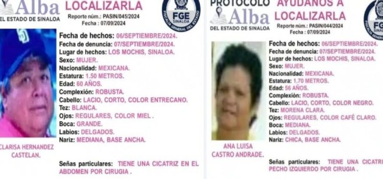 Fiscalía activa Protocolo Alba localizar a Clarisa Hernández y Ana Luisa Castro