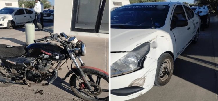 Accidente entre motociclista y taxi deja un lesionado
