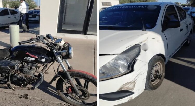 Accidente entre motociclista y taxi deja un lesionado