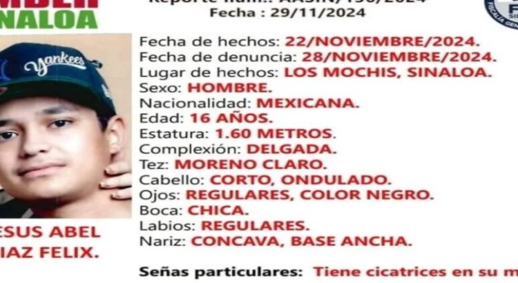 Reportan la desaparición de Jesús Abel en Los Mochis