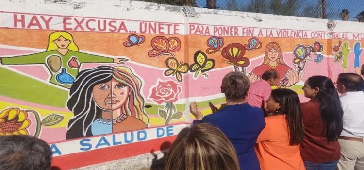 Develan mural contra la violencia a las Mujeres