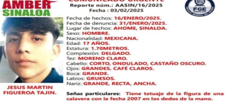 Reportan como desaparecido al joven Jesús Martín