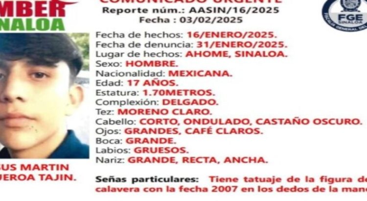 Reportan como desaparecido al joven Jesús Martín