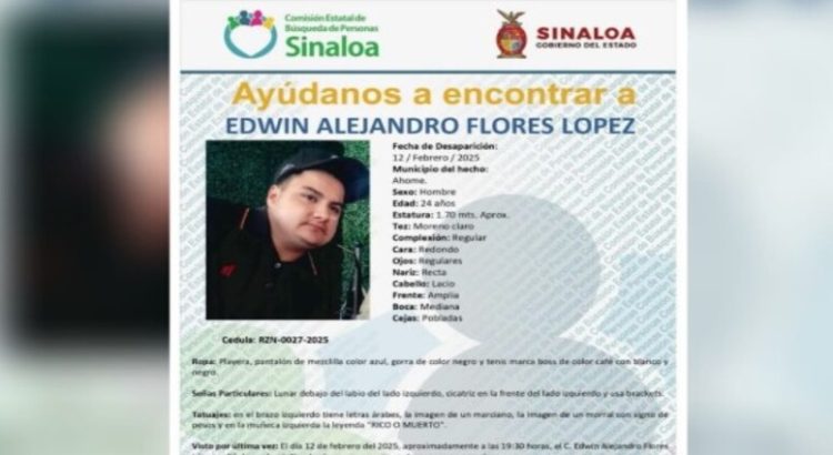 Reportan como desaparecido a Edwin Alejandro