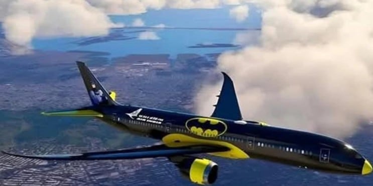 Presentan avión comercial con temática de Batman