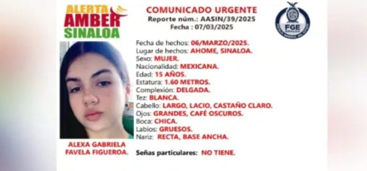 Activan Alerta Amber por la menor Alexa Gabriela Favela