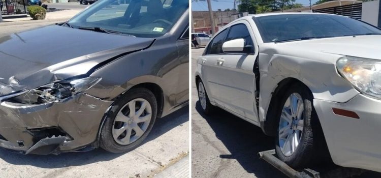 Accidente vial entre dos vehículos en la colonia Bienestar de Los Mochis