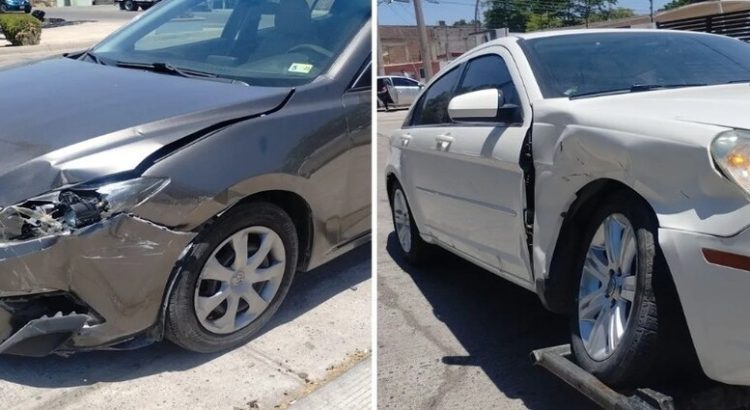 Accidente vial entre dos vehículos en la colonia Bienestar de Los Mochis