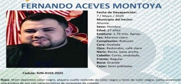 Reportan como desaparecido a Fernando Aceves