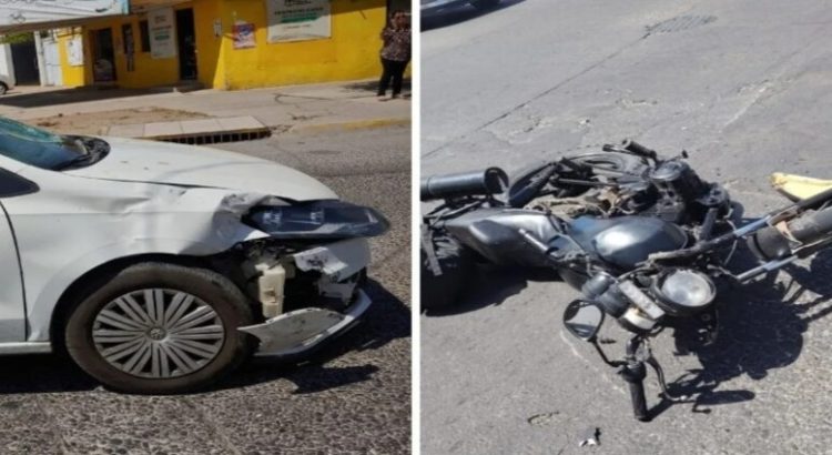 Chocan una moto y un auto en Los Mochis; hay un lesionado