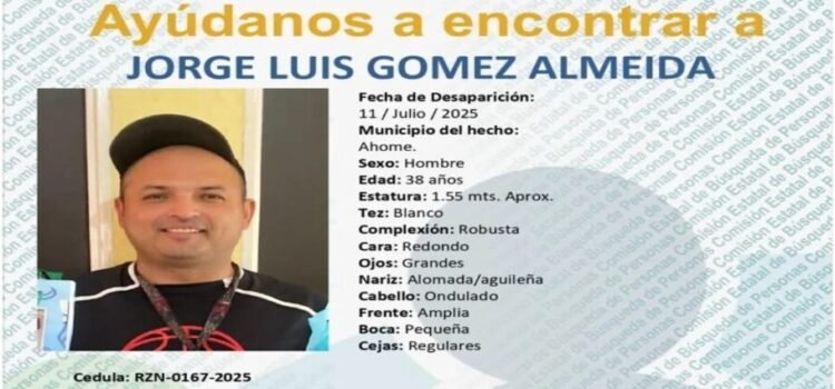 Reportan como desaparecido a Jorge Luis Gómez Reportan como desaparecido a Jorge Luis Gómez