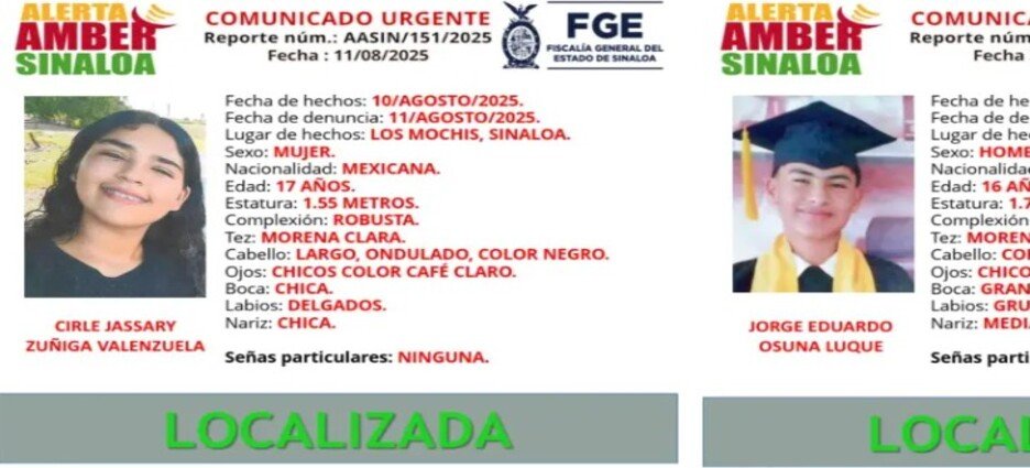 Encuentran con vida a 2 menores reportados como desaparecidos en Sinaloa