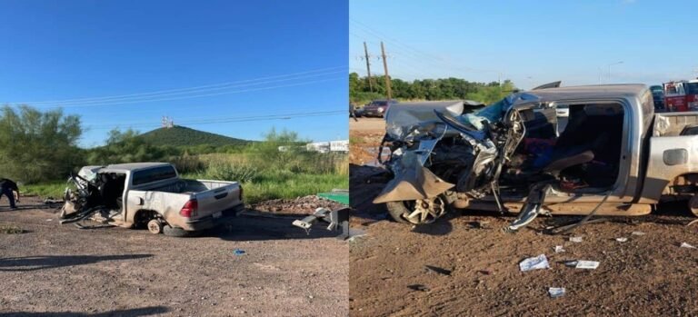 Joven queda prensado en su camioneta tras fuerte choque en autopista México 15, en Los Mochis